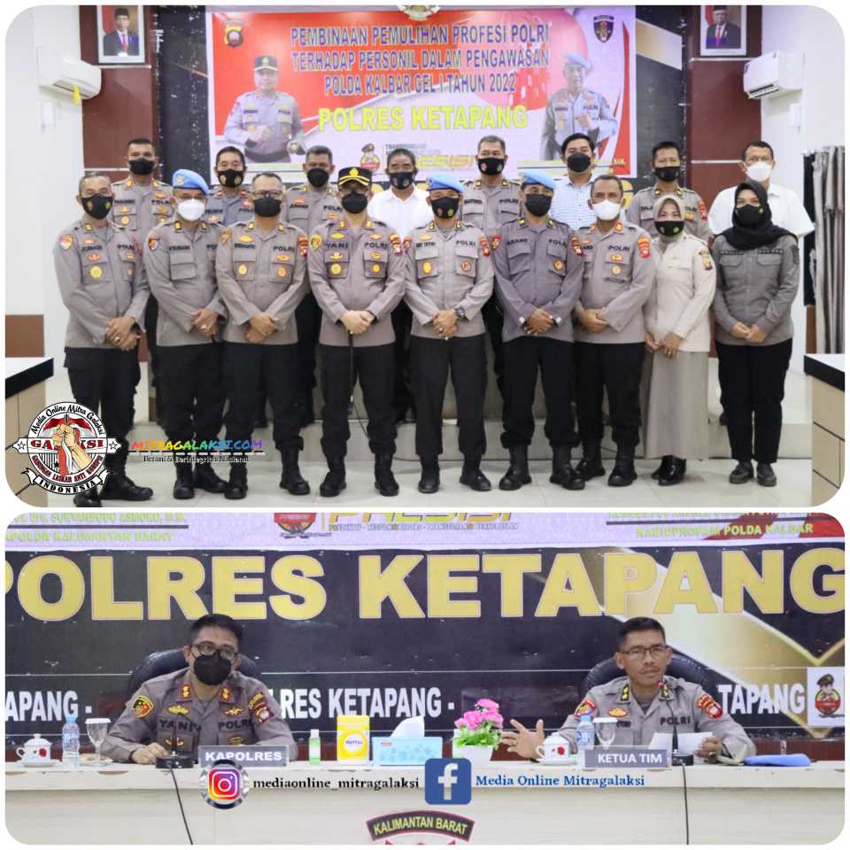 Kunjungi Polres Ketapang, Tim Propam Polda Kalbar Lakukan Gaktiplin Kepada Personil Polres Ketapang