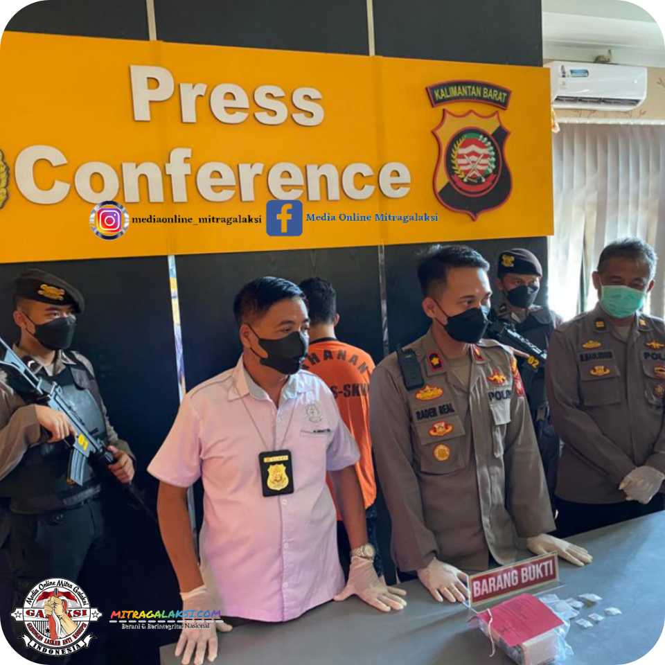 Wakapolres Singkawang Kompol Raden Real Mahendra, S.H., S.I.K., Pimpin Gelar Press Release Pengungkapan Narkotika.