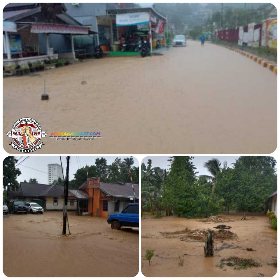 Diguyur Hujan Selama 2 Jam Jalan Gunung Sari Singkawang Banjir Berwarna Coklat Pekat.