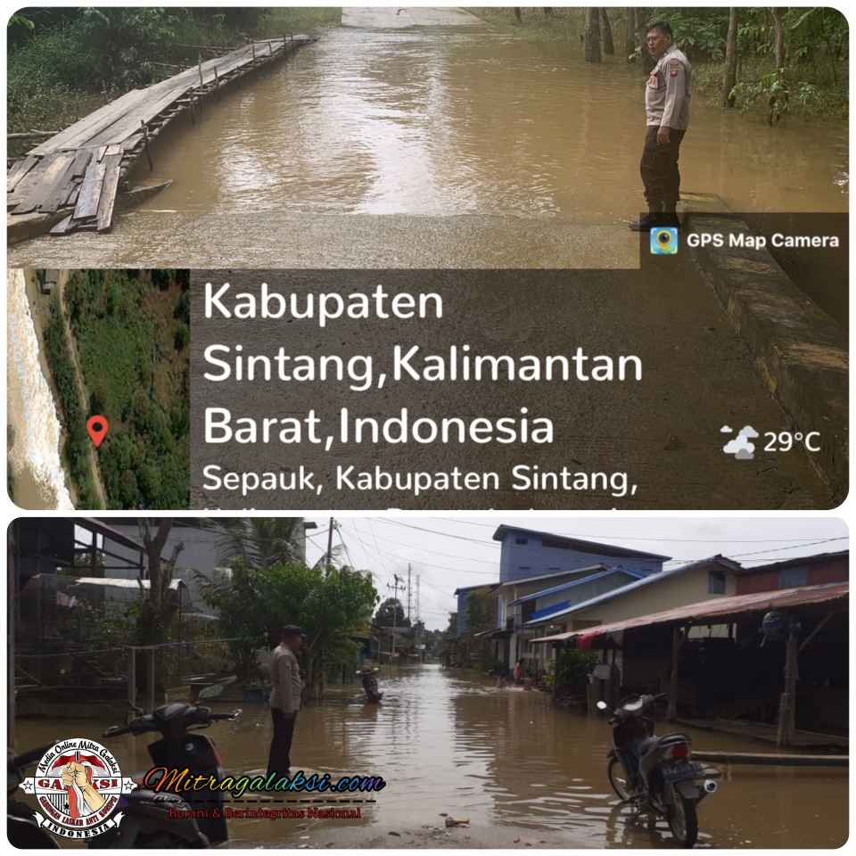 Kapolsek Sepauk Ipda Heru Woldy SH, Laksanakan Monitoring Banjir di Desa Tanjung Ria.