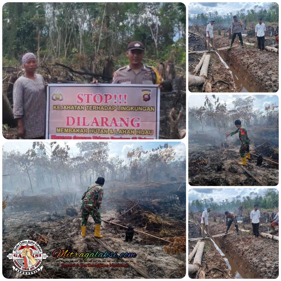 Bhabinkamtibmas Bripka Kaldius, Bersama Babinsa Cek Titik Lokasi Karhutla.