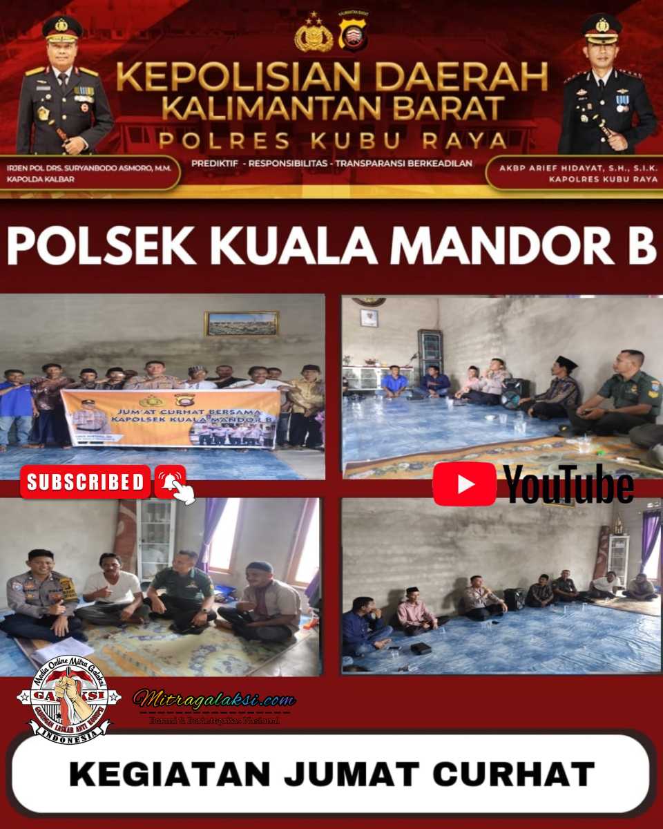 Polsek Kuala Mandor B, Gelar Jumat Curhat Bersama Masyarakat Untuk Situasi Keamanan Kamtibmas.