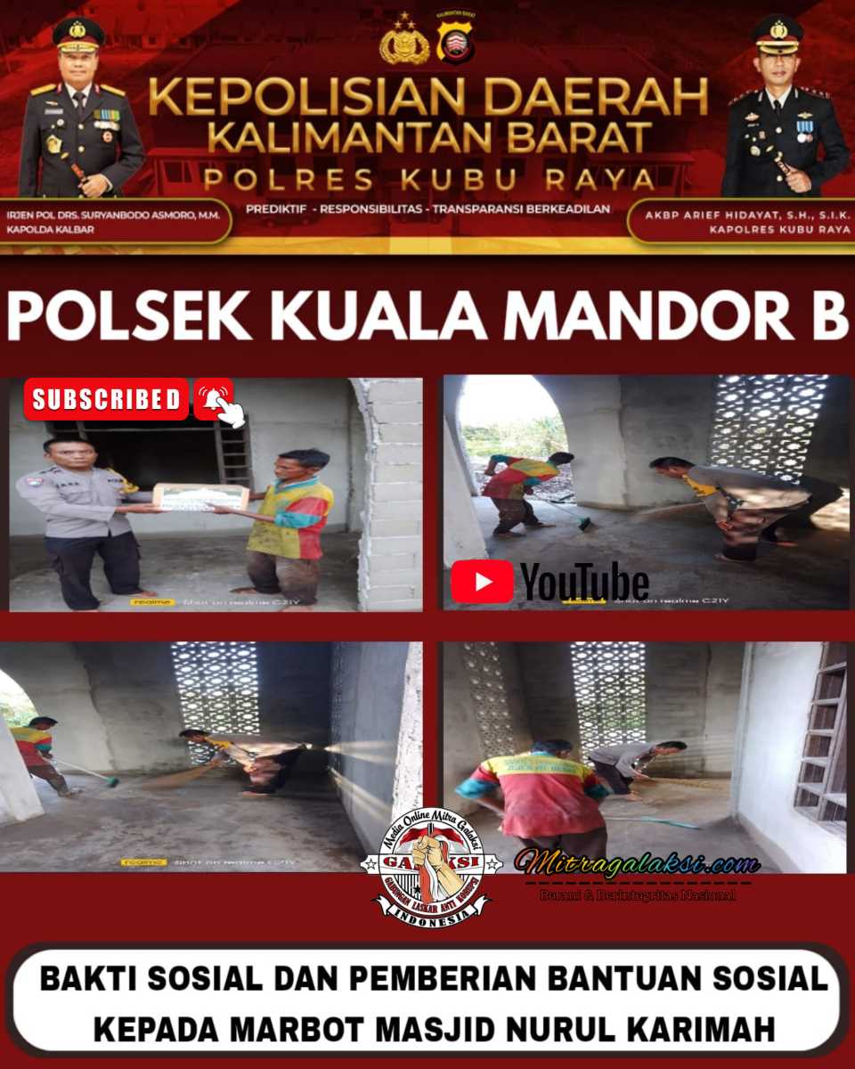 Polres Kubu Raya Dan Pengurus Ranting Bhayangkari, Salurkan Bakti Sosial di Mapolsek Kuala Mandor B.