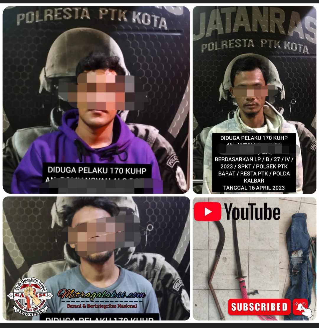 Tim Jatanras Polresta Pontianak, Berhasil Amankan Ketiga Pelaku Penganiayaan.