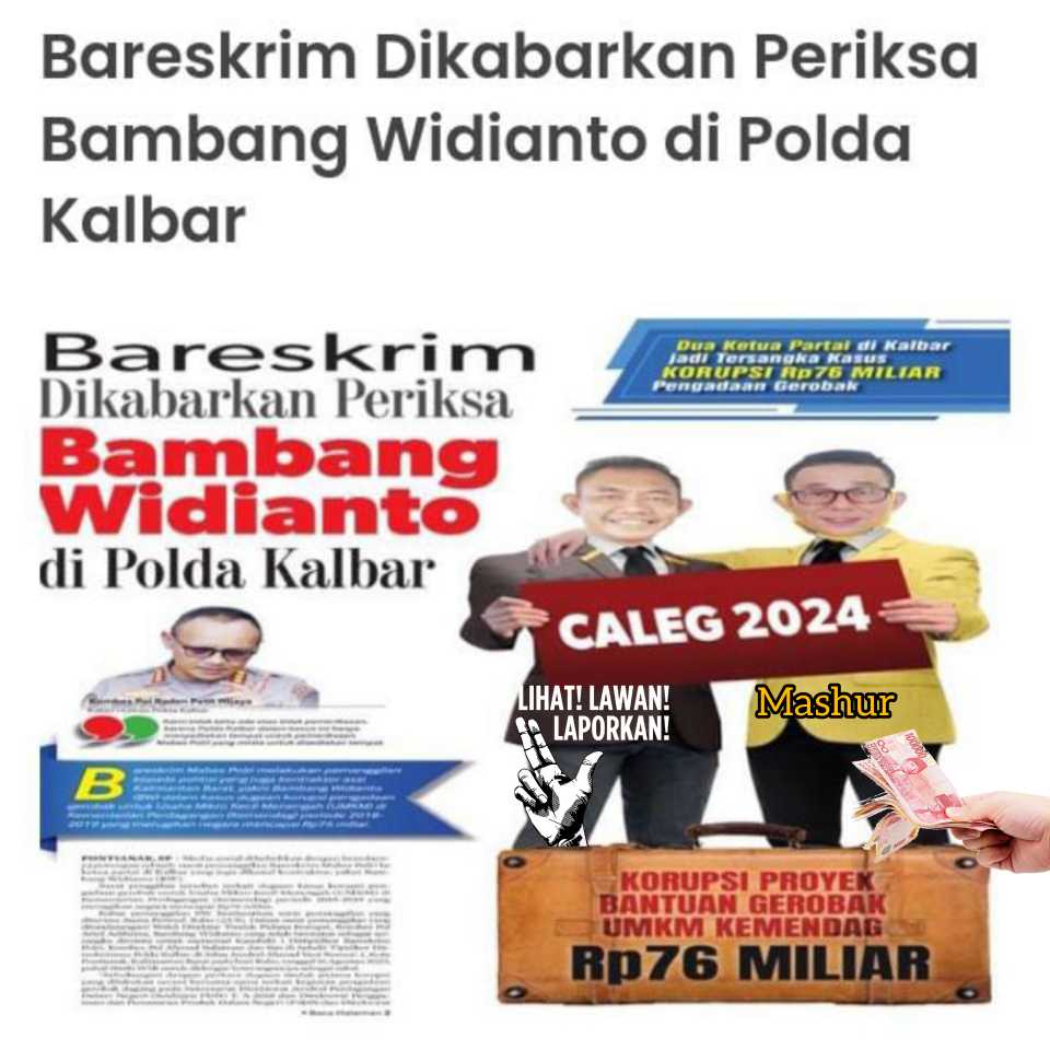 Ketua DPW IWOI Kalimantan Barat Minta Bareskrim Polri Terbuka Penetapan Tersangka Kedua Politisi Partai Pada Kasus Gerobak UMKM.