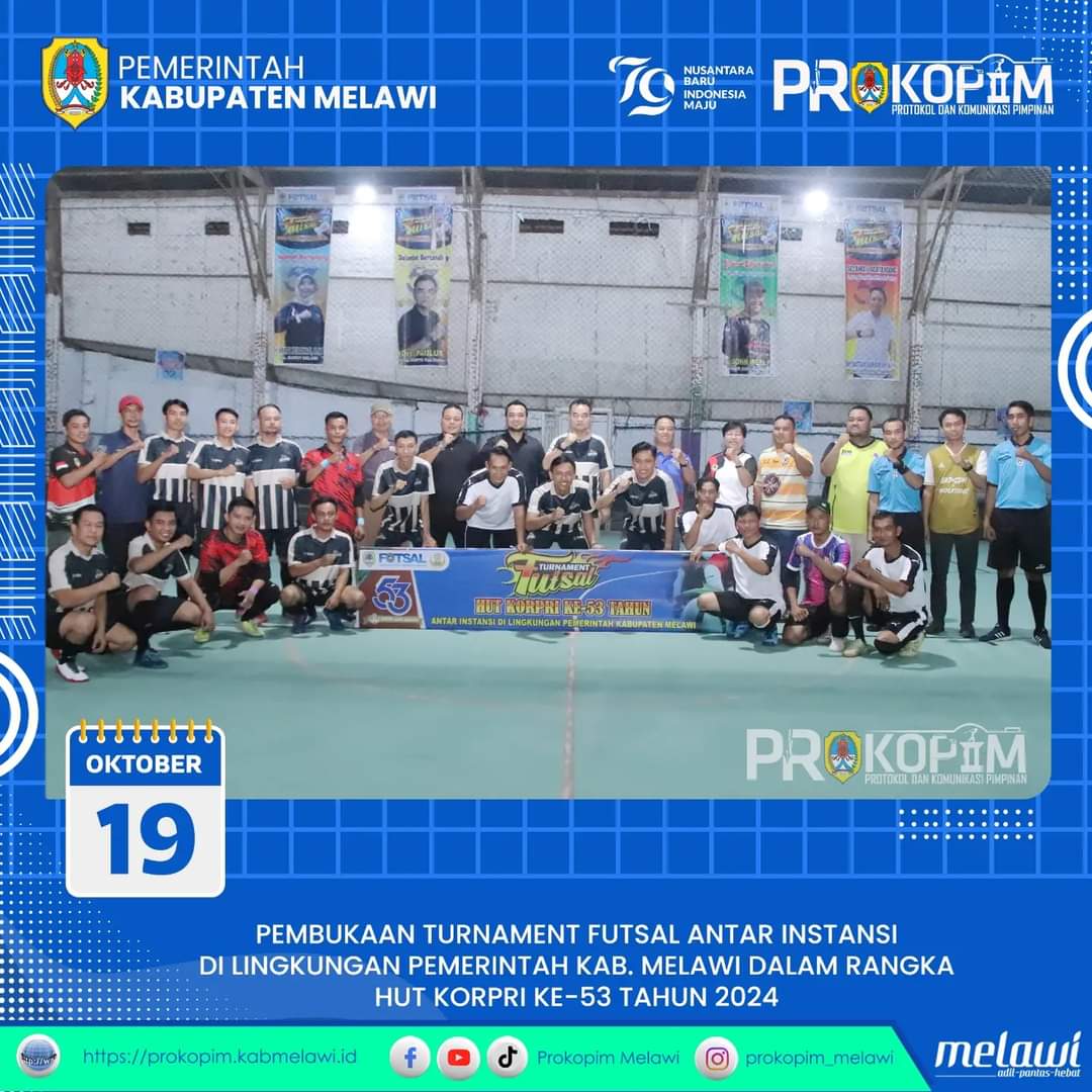 Sekretaris Daerah Kabupaten Melawi Resmi Buka Turnamen Futsal Antar Instansi dalam Rangka HUT KORPRI ke-53